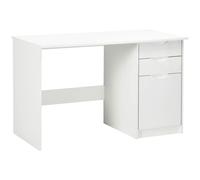 Computer Desk White 120x60x76cm Particle Board with 3 High-Gloss Drawers & Shelf
