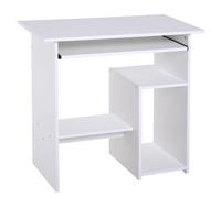 Computer Desk White 80x45x73.5cm Thick Particleboard Keyboard Tray Shelves Plus
