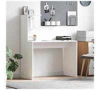 Computer Desk White Engineered Wood 102x50x124cm Minimalist Desk Slim with Shelf