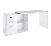 Computer Desk White MDF 117x83.5x76cm L-Shape Adjustable 2 Drawers Shelves File