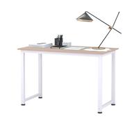 Computer Desk White MDF Melamine Top Metal Frame 120x60x76cm Oak Grain Edge 100