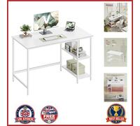 Computer Desk with 2 Shelves for Office Living Room, Maple White Modern Style