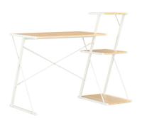 vidaXL Computer Desk with 3 Tier Bookcase X-Shape Legs Black and Brown PC Desk