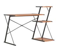 vidaXL Computer Desk with 3 Tier Bookcase X-Shape Legs Black and Brown PC Desk
