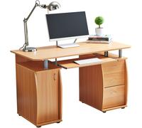 Wicklow Computer Desk With Cabinet And 3 Drawers - Beech