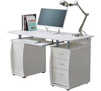 RayGar Wicklow Deluxe Computer Desk With 3 Drawers And Cabinet - White, White