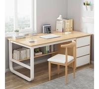 Computer Desk with Drawer, Extra Long Desk With Storage Cabinet Shelf,Sturdy Writing Table,Computer Gaming Desk,Writing Study Table Workstation for Home Office(Natural,120x50x75cm)