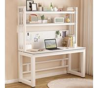 Computer Desk with Storage Shelves - Stylish Study Writing Desk PC Gamer Workstation for Home Office Perfect for Stationery & Headphones Modern Green Plant Display