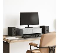 vidaXL Monitor Stand with Drawers Concrete Grey 50x27x15 cm Engineered Wood