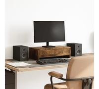 vidaXL Monitor Stand with Drawers Smoked Oak 50x27x15 cm Engineered Wood