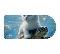 Computer Desktop Mouse Pad, Cat and Turtle Print Large Gaming Mouse Pad for School and Office 29.1" x 13.8"