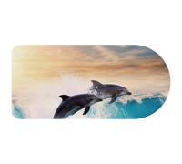 Computer Desktop Mouse Pad, Dolphins Jumping Sea Wave Print Large Gaming Mouse Pad for School and Office 29.1" x 13.8"