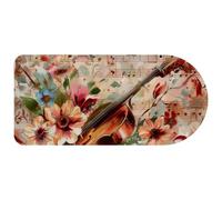 Computer Desktop Mouse Pad, Flower Musical Melody Instruments Print Large Gaming Mouse Pad for School and Office 29.1" x 13.8"