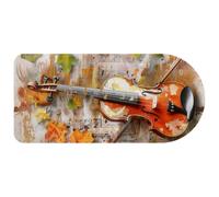 Computer Desktop Mouse Pad, Maple Leaves and Violin Music Print Large Gaming Mouse Pad for School and Office 29.1" x 13.8"