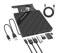 Computer External CD/DVD Drive 8 in 1 with USB 3.0/Type-C/SD/TF Card Port