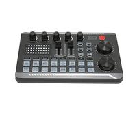 Computer External Live Sound Card, Professional Audio Mixer Voice Changer with 12 Step Electronic Tuning, Noise Reduction Mini Sound DJ Mixer Board for Live Streaming Broadcasting Recording PC