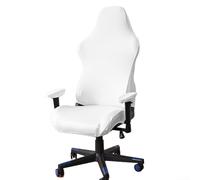 Computer Game Internet Cafe Competitive Chairs Cover, Milk Silk Solid Color Gaming Chair Cover, Dustproof Elastic Chair Cover With Armrest (White)