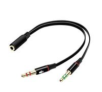 Computer Headphone Splitter 3.5mm Female To 2 Pairs 3.5mm Male Headphone Microphone Audio Y Splitter Cable Smartphone Headset To PC Adapter EOq777 (Black, One Size)
