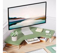 Computer Monitor Stand Adjustable Height Corner Desk Connector, L Shape Monitor Stand Riser with Acrylic Feet, Universal Panel Monitor Lifting Corner Contraptions (Color : Green)