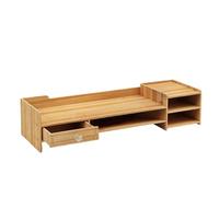 Computer Monitor Stand - Wooden Desk Riser, Storage Shelf Organizer | Spaces Saving Laptop PC Keyboard Stationery Holder, Durablee Home Offices Apartment Dorm Setup with School Supplies Organization