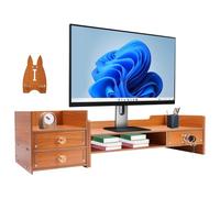Computer Monitor Stands , Wooden Desk Riser With Storage Cabinet , Computer Screen Monitor Riser With 3 Drawers , Phone Holder , Lockable , Ergonomic Desk Organizer For Home Office Use 48*20*13.5Cm