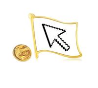 computer mouse arrow Golden Metal Flag Lapel Pin Badge
