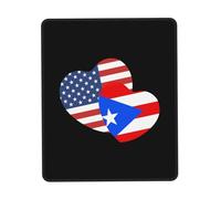 Computer Mouse Mat American Puerto Rico Flag Love Heart Leather Mouse Mat | Typing 25x30cm Comfortable Office Mousepad Stitched Edges Keyboard Pad Game Work