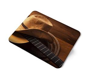 Computer Mouse Mat Pad - American Country Music Guitar Home Office PC Desk Accessory Flexible Fabric Top Large 5mm Laptop Desktop Printed Art Ergonomic #3032