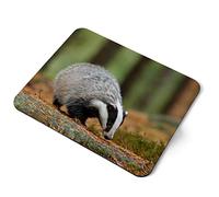 Computer Mouse Mat Pad - Badger British Wild Animal Home Office PC Desk Accessory Flexible Fabric Top Large 5mm Laptop Desktop Printed Art Ergonomic #15811
