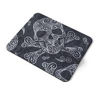 Computer Mouse Mat Pad - Black Swirly Skull Skulls Goth Home Office PC Desk Accessory Flexible Fabric Top Large 5mm Laptop Desktop Printed Art Ergonomic #8184