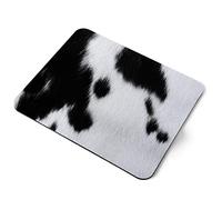 Computer Mouse Mat Pad - Black & White Cow Print Pattern Animal Farm Home Office PC Desk Accessory Flexible Fabric Top Large 5mm Laptop Desktop Printed Art Ergonomic #44288
