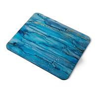 Computer Mouse Mat Pad - Blue Stained Glass Ink Art Home Office PC Desk Accessory Flexible Fabric Top Large 5mm Laptop Desktop Printed Art Ergonomic #16014