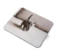 Computer Mouse Mat Pad - British Shorthair Blue Kitten Cat Pet Home Office PC Desk Accessory Flexible Fabric Top Large 5mm Laptop Desktop Printed Art Ergonomic #16257