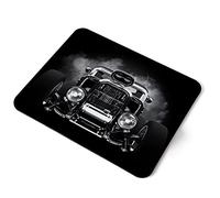 Computer Mouse Mat Pad - BW - American Hot Rod Front View Car Home Office PC Desk Accessory Flexible Fabric Top Large 5mm Laptop Desktop Printed Art Ergonomic #37477