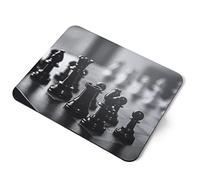 Computer Mouse Mat Pad - BW - Chess Set Board Game Retro Home Office PC Desk Accessory Flexible Fabric Top Large 5mm Laptop Desktop Printed Art Ergonomic #35611