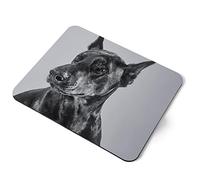 Computer Mouse Mat Pad - BW - Doberman Dog Portrait Puppy Home Office PC Desk Accessory Flexible Fabric Top Large 5mm Laptop Desktop Printed Art Ergonomic #39046