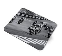 Computer Mouse Mat Pad - BW - MotoGP Super Sports Motorbike Home Office PC Desk Accessory Flexible Fabric Top Large 5mm Laptop Desktop Printed Art Ergonomic #36246