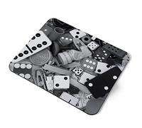 Computer Mouse Mat Pad - BW - Retro Board Games Dice Dominoes Chess Home Office PC Desk Accessory Flexible Fabric Top Large 5mm Laptop Desktop Printed Art Ergonomic #43439