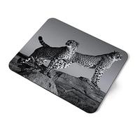 Computer Mouse Mat Pad - BW - Wild Cheetah Africa Big Cat Animal Home Office PC Desk Accessory Flexible Fabric Top Large 5mm Laptop Desktop Printed Art Ergonomic #40796