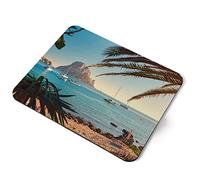 Computer Mouse Mat Pad - Cala d'Hort Beach Ibiza Spain Home Office PC Desk Accessory Flexible Fabric Top Large 5mm Laptop Desktop Printed Art Ergonomic #44503