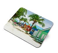 Computer Mouse Mat Pad - Colorful Beach Houses Barbados Home Office PC Desk Accessory Flexible Fabric Top Large 5mm Laptop Desktop Printed Art Ergonomic #16607