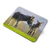 Computer Mouse Mat Pad - Cute Donkey and Baby Animal Home Office PC Desk Accessory Flexible Fabric Top Large 5mm Laptop Desktop Printed Art Ergonomic #12923