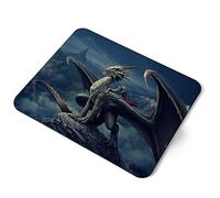 Computer Mouse Mat Pad - Dragon Knight Fantasy World Gamer Home Office PC Desk Accessory Flexible Fabric Top Large 5mm Laptop Desktop Printed Art Ergonomic #44901