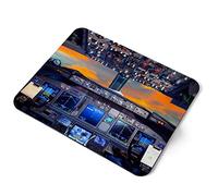 Computer Mouse Mat Pad - Flight Deck Aeroplane Cockpit Pilot Home Office PC Desk Accessory Flexible Fabric Top Large 5mm Laptop Desktop Printed Art Ergonomic #16297