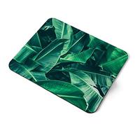 Computer Mouse Mat Pad - Green Banana Leaves Tropical Home Office PC Desk Accessory Flexible Fabric Top Large 5mm Laptop Desktop Printed Art Ergonomic #14042