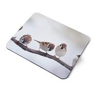 Computer Mouse Mat Pad - Little Birds Sparrows Winter Bird Home Office PC Desk Accessory Flexible Fabric Top Large 5mm Laptop Desktop Printed Art Ergonomic #8142