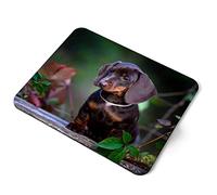 Computer Mouse Mat Pad - Mini Dachshund Brown Puppy Dog Home Office PC Desk Accessory Flexible Fabric Top Large 5mm Laptop Desktop Printed Art Ergonomic #45737