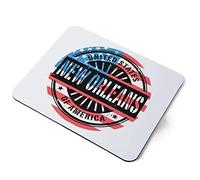 Computer Mouse Mat Pad - New Orleans USA Flag Travel Stamp Home Office PC Desk Accessory Flexible Fabric Top Large 5mm Laptop Desktop Printed Art Ergonomic #6067