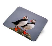Computer Mouse Mat Pad - Puffin Couple Pelagic Sea Home Office PC Desk Accessory Flexible Fabric Top Large 5mm Laptop Desktop Printed Art Ergonomic #14150