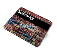 Computer Mouse Mat Pad - Subway Brick Wall Graffiti Home Office PC Desk Accessory Flexible Fabric Top Large 5mm Laptop Desktop Printed Art Ergonomic #14619